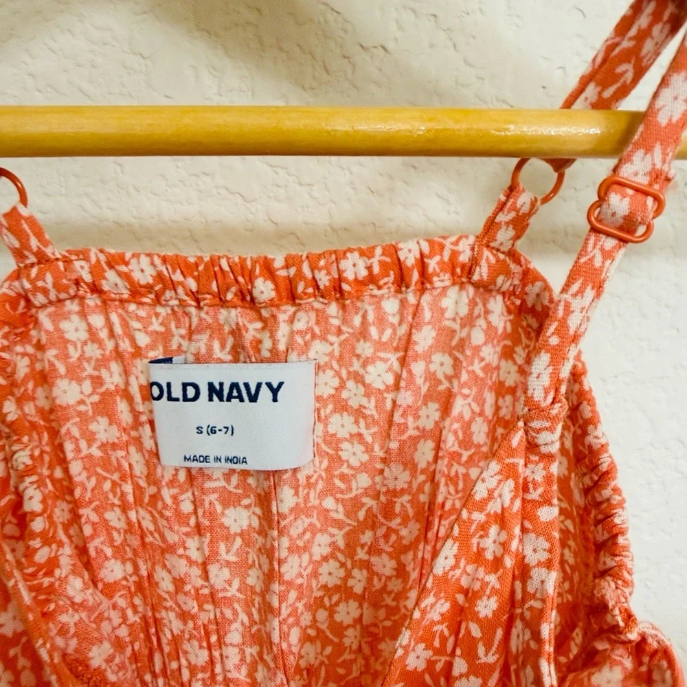 Old Navy • Coral and White Floral Cottagecore Coquette Lightweight Summer Dress